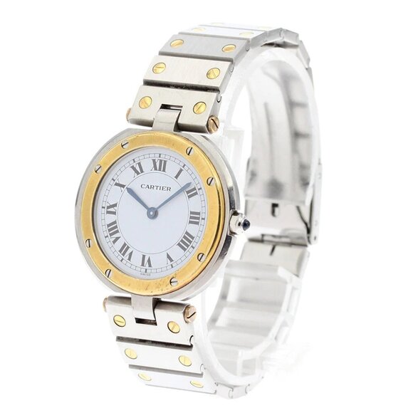 CARTIER Santos Round LM white Dial Quartz Men's Watch_885222 - Picture 1 of 6